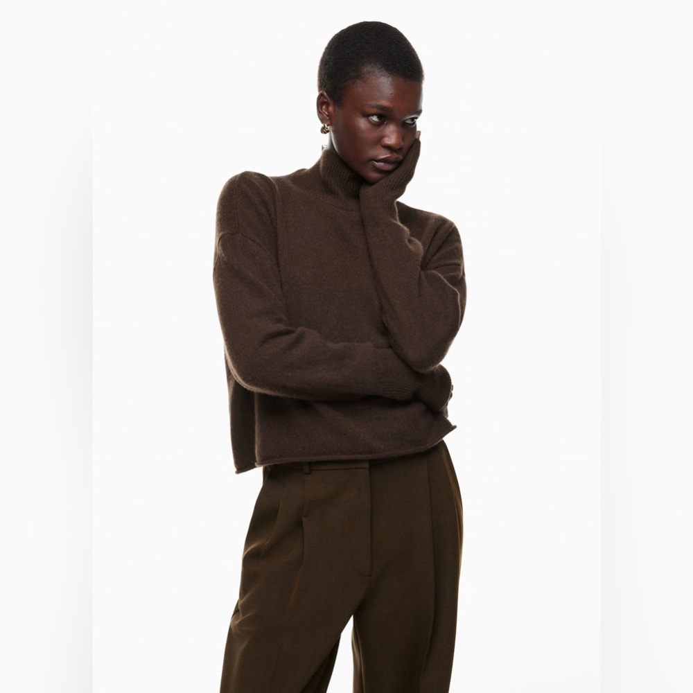 Aritzia Babaton Luxe Cashmere Relaxed turtleneck sweater and wide leg pant set
